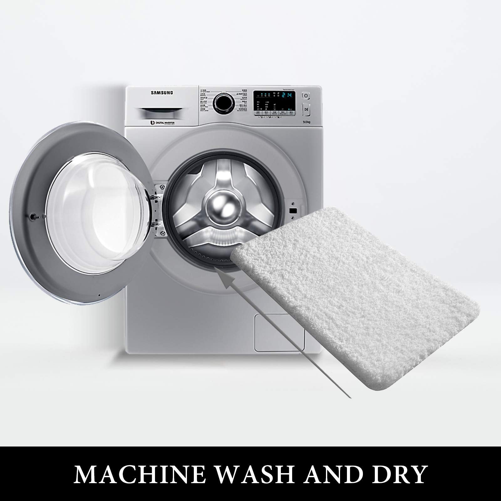 Miulee Set Of 2 Non Slip Shaggy Bathroom Rugs Extra Thick Soft Bath Mats Christmas Plush Microfiber Absorbent Water For Tub Show